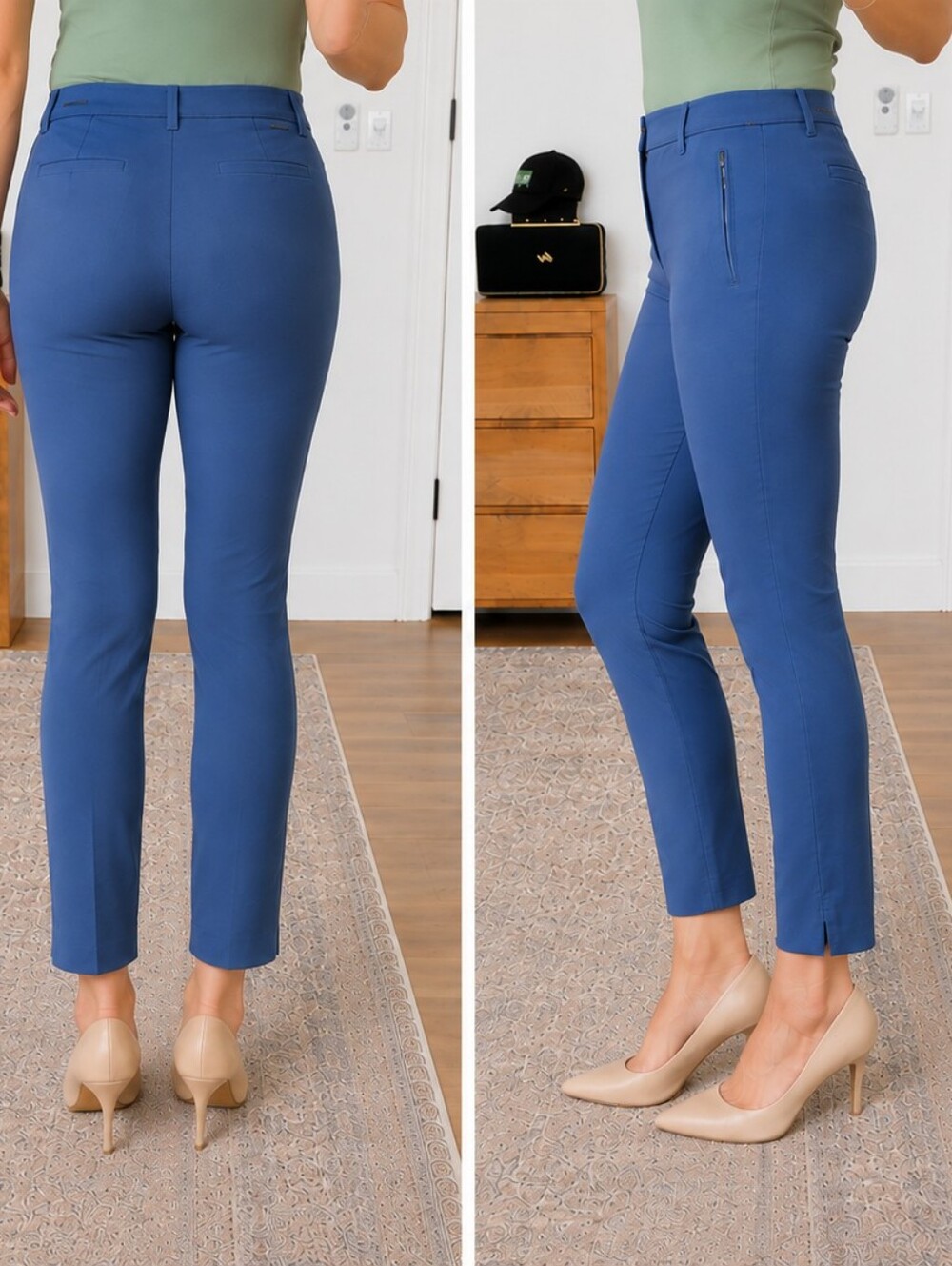 Level 99 - Slim Slightly Distressed Ankle-Length Women’s Pants in Blue